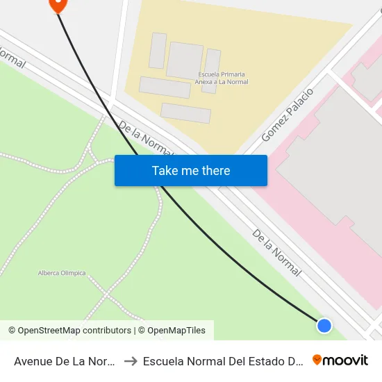 Avenue De La Normal, 79 to Escuela Normal Del Estado De Durango map