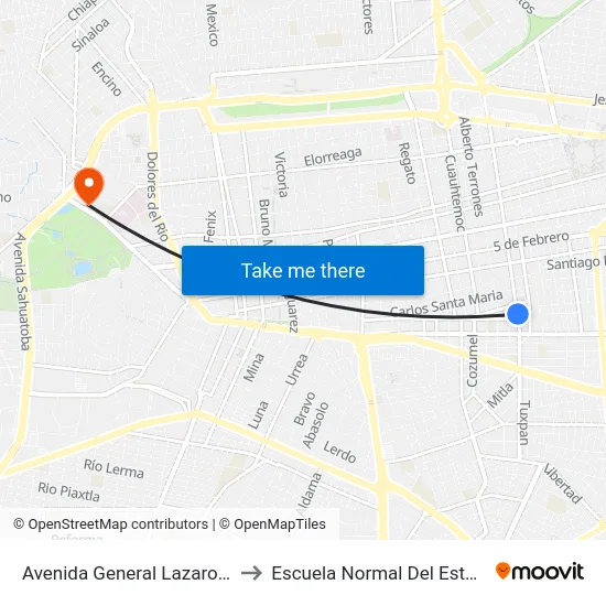 Avenida General Lazaro Cardenas, 603 to Escuela Normal Del Estado De Durango map