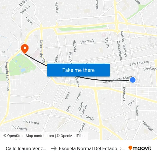 Calle Isauro Venzor, 1211 to Escuela Normal Del Estado De Durango map