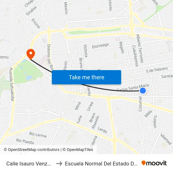 Calle Isauro Venzor, 1003 to Escuela Normal Del Estado De Durango map