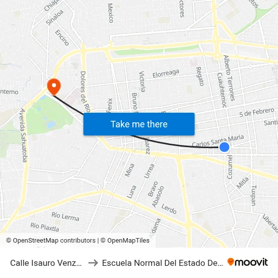 Calle Isauro Venzor, 807 to Escuela Normal Del Estado De Durango map