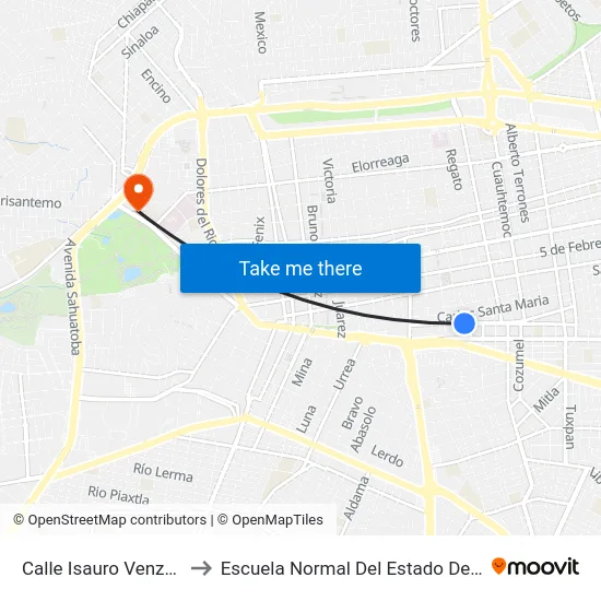 Calle Isauro Venzor, 407 to Escuela Normal Del Estado De Durango map