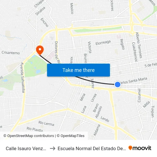 Calle Isauro Venzor, 233 to Escuela Normal Del Estado De Durango map