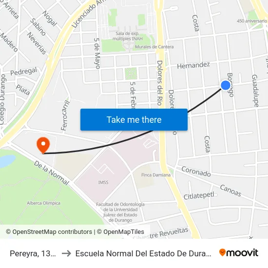 Pereyra, 1311 to Escuela Normal Del Estado De Durango map