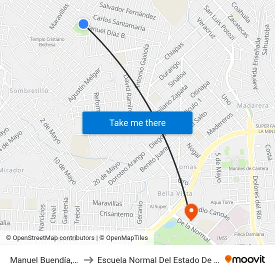 Manuel Buendía, 1310 to Escuela Normal Del Estado De Durango map