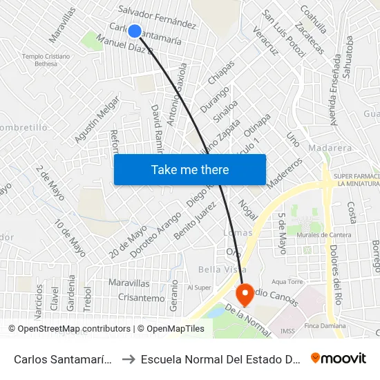 Carlos Santamaría, 1003 to Escuela Normal Del Estado De Durango map