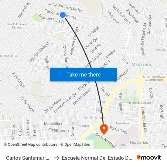 Carlos Santamaría, 617a to Escuela Normal Del Estado De Durango map