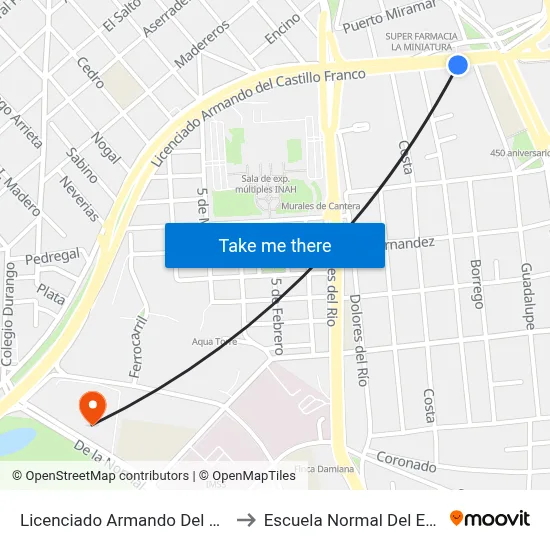 Licenciado Armando Del Castillo Franco, 1207 to Escuela Normal Del Estado De Durango map