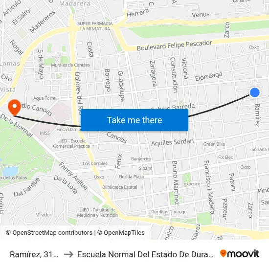 Ramírez, 319a to Escuela Normal Del Estado De Durango map