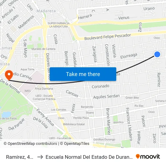 Ramírez, 415 to Escuela Normal Del Estado De Durango map