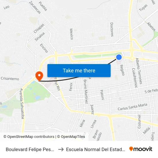 Boulevard Felipe Pescador, 717a to Escuela Normal Del Estado De Durango map