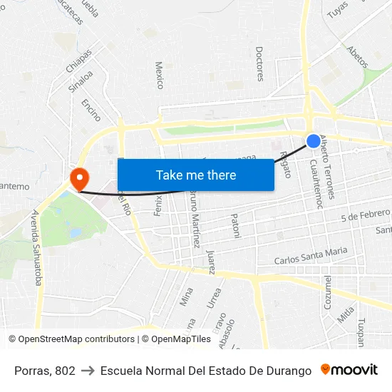 Porras, 802 to Escuela Normal Del Estado De Durango map
