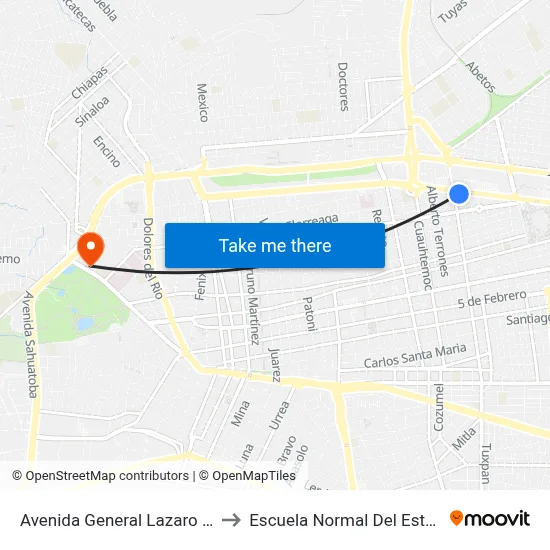 Avenida General Lazaro Cardenas, 418c to Escuela Normal Del Estado De Durango map