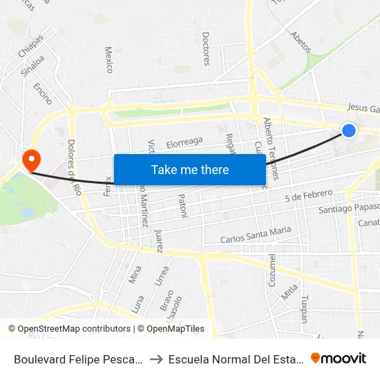Boulevard Felipe Pescador, Sn-S I.T.D. to Escuela Normal Del Estado De Durango map