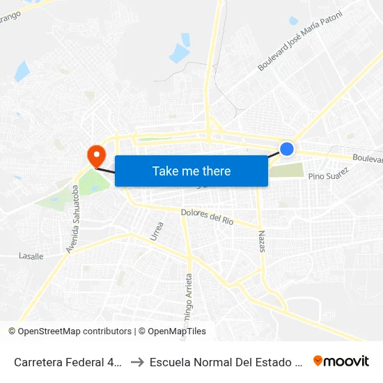 Carretera Federal 40, 12922 to Escuela Normal Del Estado De Durango map