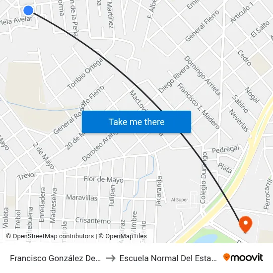 Francisco González De La Vega, 803 to Escuela Normal Del Estado De Durango map