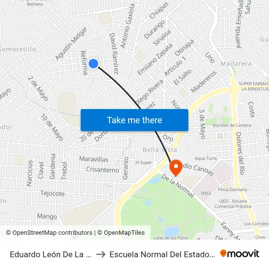 Eduardo León De La Pena, 118 to Escuela Normal Del Estado De Durango map