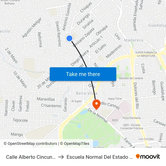 Calle Alberto Cincunegui, 101 to Escuela Normal Del Estado De Durango map