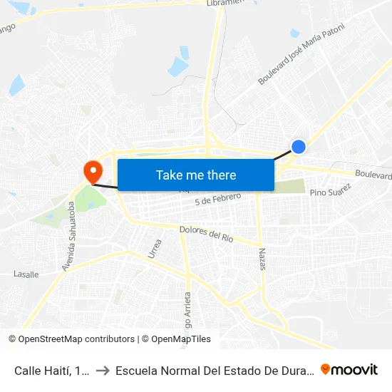 Calle Haití, 108 to Escuela Normal Del Estado De Durango map