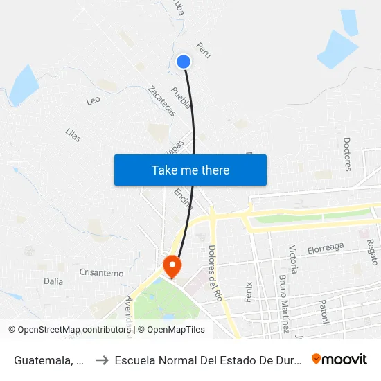 Guatemala, 202 to Escuela Normal Del Estado De Durango map