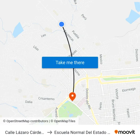 Calle Lázaro Cárdenas, 209 to Escuela Normal Del Estado De Durango map
