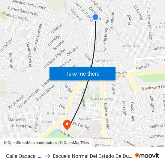 Calle Oaxaca, 306 to Escuela Normal Del Estado De Durango map