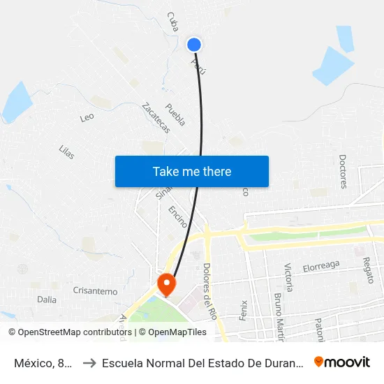 México, 803 to Escuela Normal Del Estado De Durango map