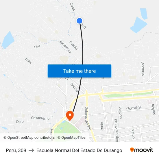 Perú, 309 to Escuela Normal Del Estado De Durango map