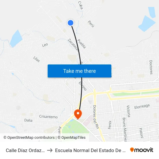 Calle Díaz Ordaz, 704 to Escuela Normal Del Estado De Durango map