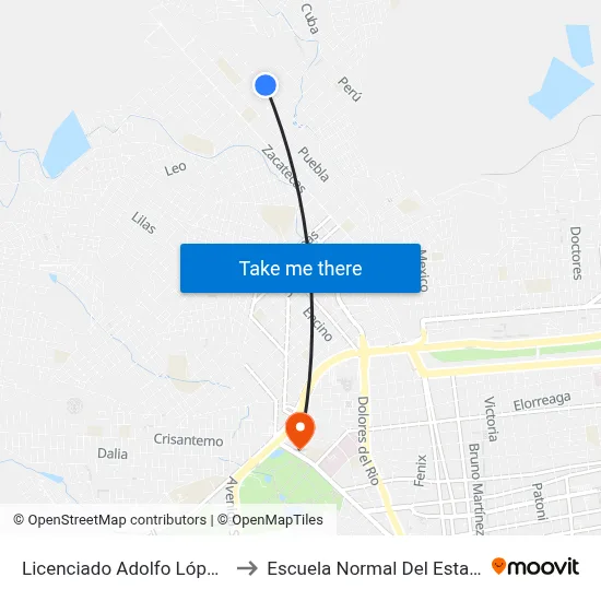 Licenciado Adolfo López Mateos, 407 to Escuela Normal Del Estado De Durango map