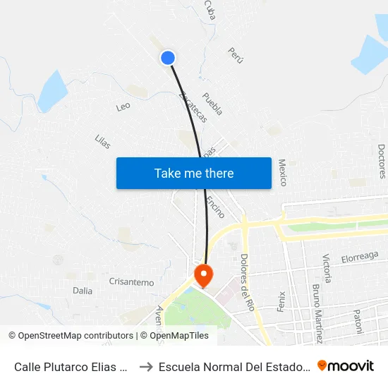 Calle Plutarco Elias Calles, 602 to Escuela Normal Del Estado De Durango map