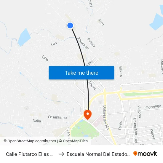 Calle Plutarco Elias Calles, 504 to Escuela Normal Del Estado De Durango map