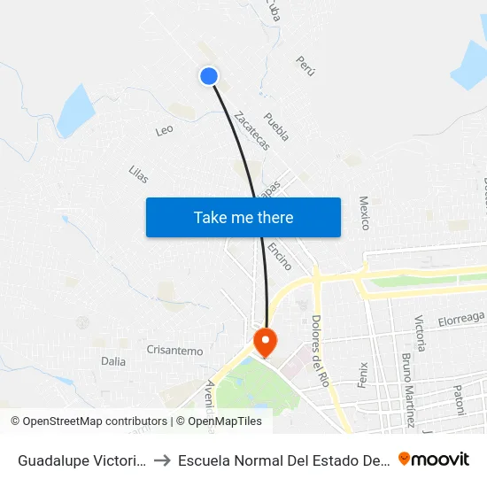 Guadalupe Victoria, 405 to Escuela Normal Del Estado De Durango map