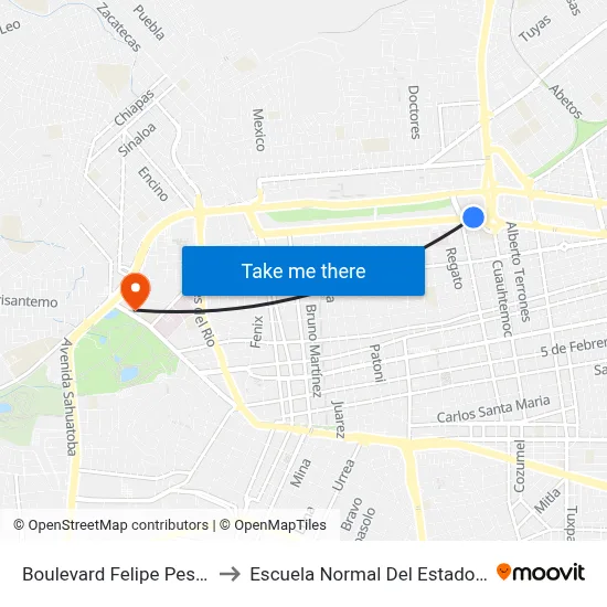 Boulevard Felipe Pescador, 711 to Escuela Normal Del Estado De Durango map