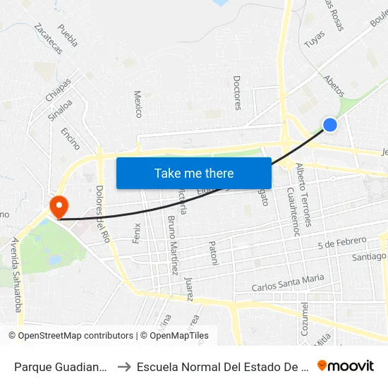 Parque Guadiana, 500 to Escuela Normal Del Estado De Durango map