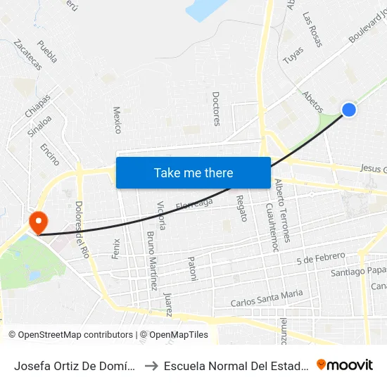 Josefa Ortiz De Domínguez, 1010 to Escuela Normal Del Estado De Durango map