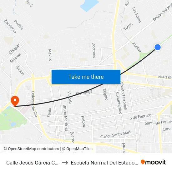 Calle Jesús García Corona, 102 to Escuela Normal Del Estado De Durango map