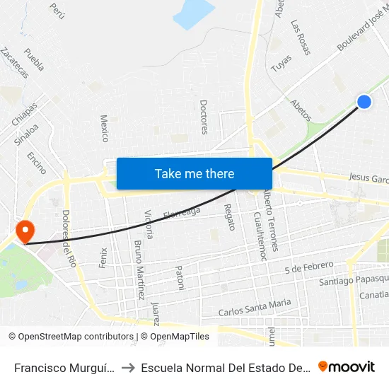 Francisco Murguía, 301 to Escuela Normal Del Estado De Durango map