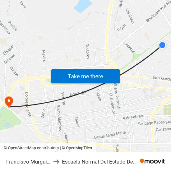 Francisco Murguía, 415 to Escuela Normal Del Estado De Durango map
