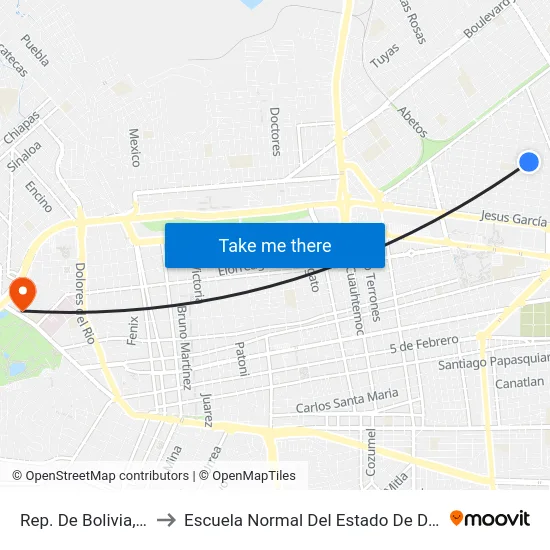 Rep. De Bolivia, 803 to Escuela Normal Del Estado De Durango map
