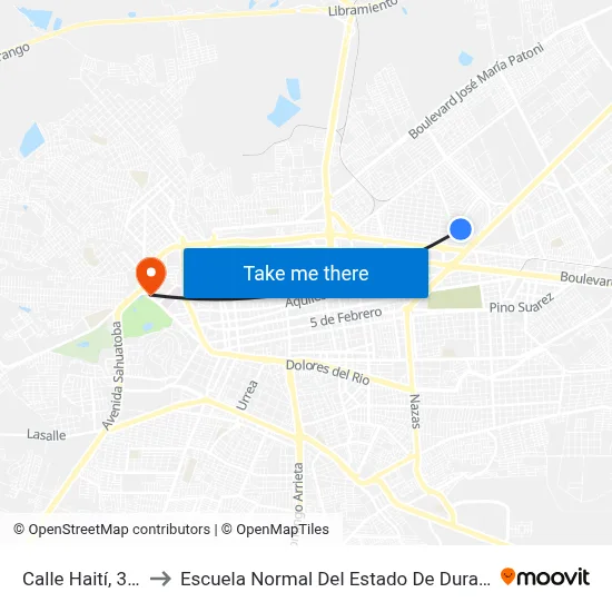 Calle Haití, 306 to Escuela Normal Del Estado De Durango map
