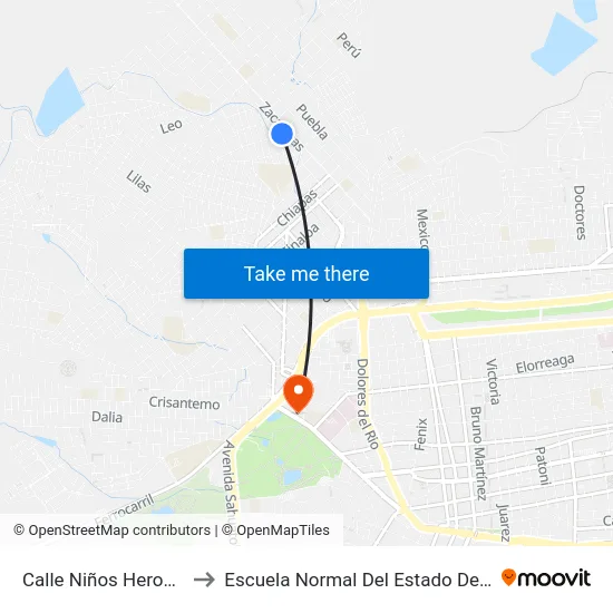 Calle Niños Heroes, 411 to Escuela Normal Del Estado De Durango map