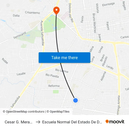 Cesar G. Meraz, Lb to Escuela Normal Del Estado De Durango map