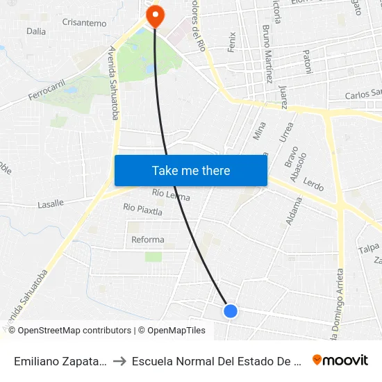 Emiliano Zapata, 106 to Escuela Normal Del Estado De Durango map