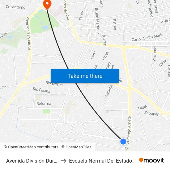 Avenida División Durango, 124 to Escuela Normal Del Estado De Durango map