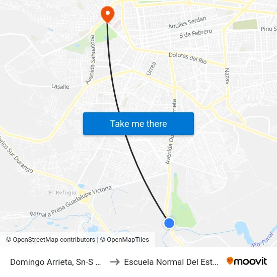 Domingo Arrieta, Sn-S Club Campestre to Escuela Normal Del Estado De Durango map