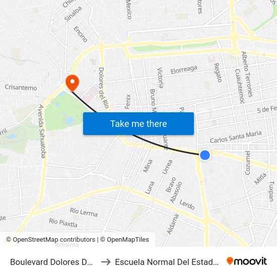 Boulevard Dolores Del Río, 1314 to Escuela Normal Del Estado De Durango map