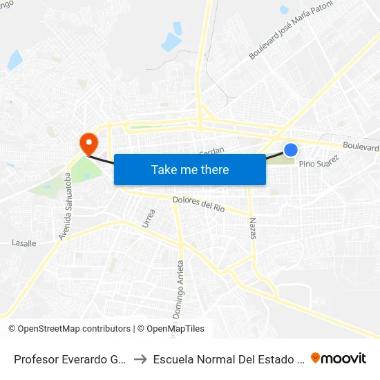 Profesor Everardo Gamiz, 429 to Escuela Normal Del Estado De Durango map