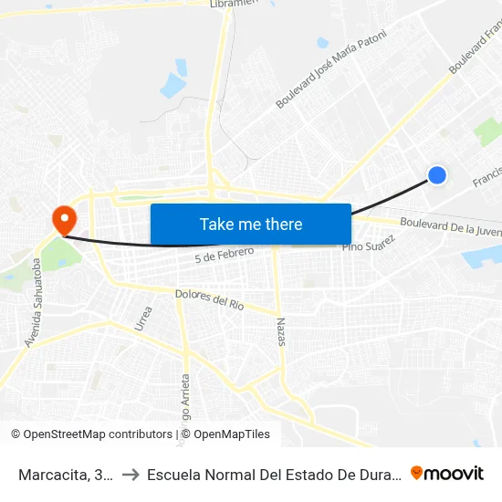 Marcacita, 331 to Escuela Normal Del Estado De Durango map