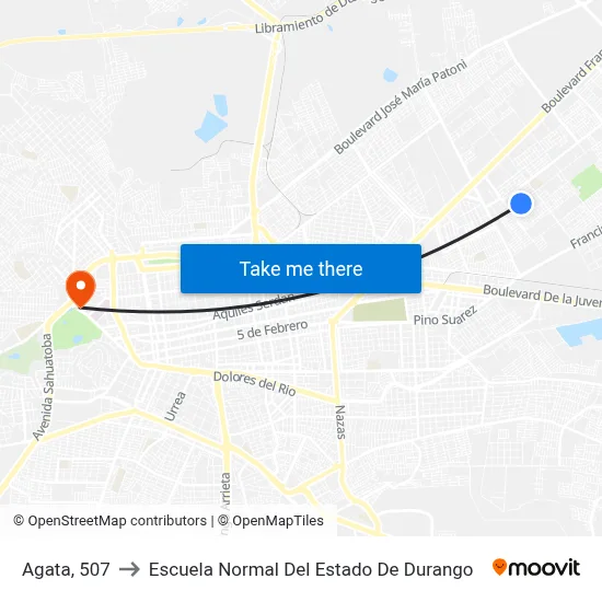 Agata, 507 to Escuela Normal Del Estado De Durango map